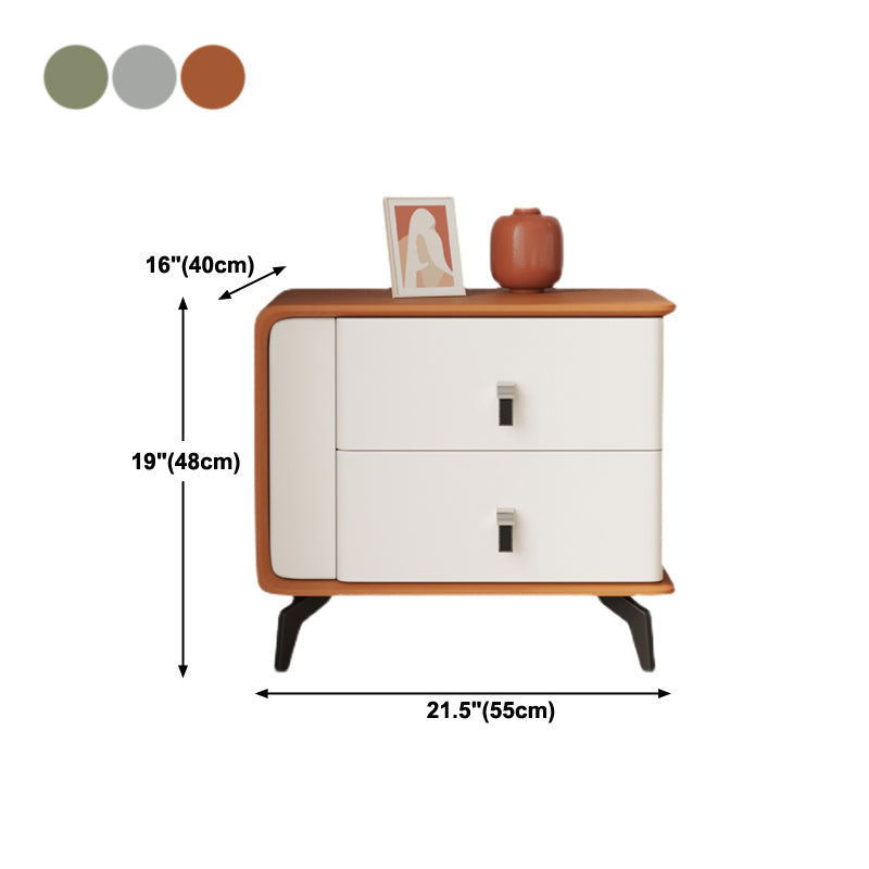 Modern Faux Leather Night Table 19'' Tall 2-Drawer Nightstand with Legs Clearhalo 'Bedroom Furniture' 'furn' 'furn_night_stand' 'Furniture' 'night_stand' 'Nightstands' 5126426