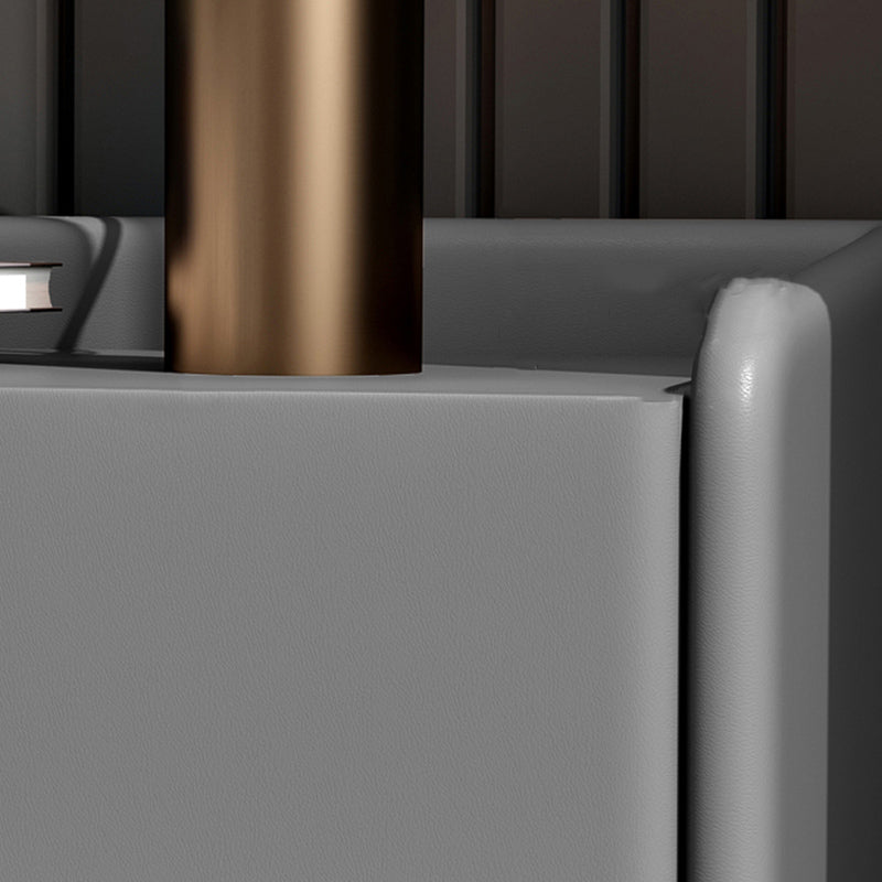 2ドロワーモダンベッドナイトスタンドソリッドウッドフェイクレザーナイトテーブルと足の