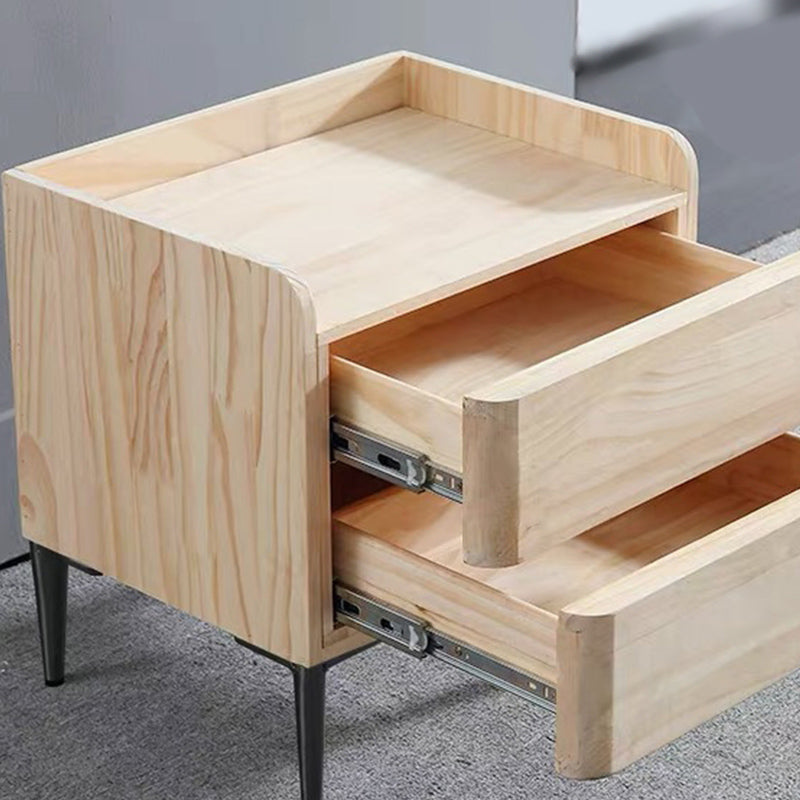 18 ''背の高いモダンなベッドナイトスタンド2ドロワーストレージストーントップオークナイトテーブル