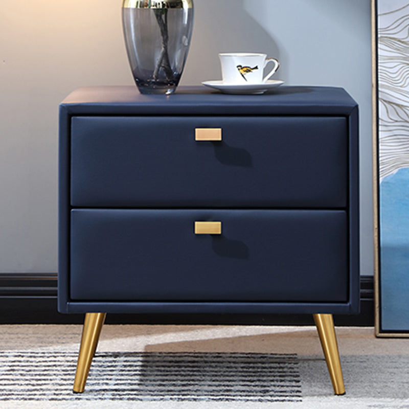 19'' Tall Glam Bedside Cabinet 2-Drawer Solid Wood Faux Leather Legs Included Nightstand Clearhalo 'Bedroom Furniture' 'furn' 'furn_night_stand' 'Furniture' 'night_stand' 'Nightstands' 5126491