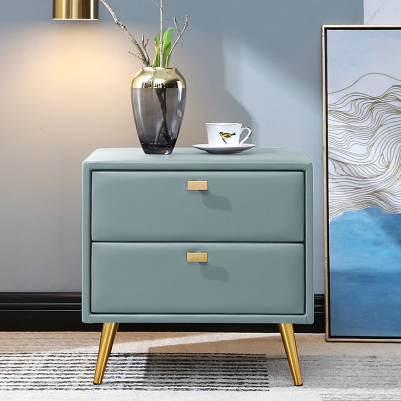 19'' Tall Glam Bedside Cabinet 2-Drawer Solid Wood Faux Leather Legs Included Nightstand Clearhalo 'Bedroom Furniture' 'furn' 'furn_night_stand' 'Furniture' 'night_stand' 'Nightstands' 5126494