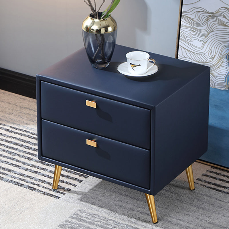 19'' Tall Glam Bedside Cabinet 2-Drawer Solid Wood Faux Leather Legs Included Nightstand Clearhalo 'Bedroom Furniture' 'furn' 'furn_night_stand' 'Furniture' 'night_stand' 'Nightstands' 5126495