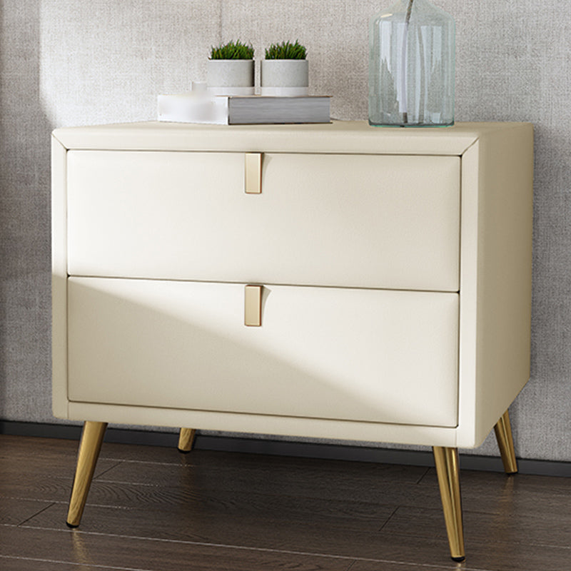 19'' Tall Glam Bedside Cabinet 2-Drawer Solid Wood Faux Leather Legs Included Nightstand Clearhalo 'Bedroom Furniture' 'furn' 'furn_night_stand' 'Furniture' 'night_stand' 'Nightstands' 5126498