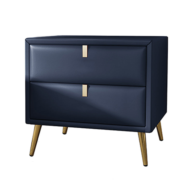 19'' Tall Glam Bedside Cabinet 2-Drawer Solid Wood Faux Leather Legs Included Nightstand Clearhalo 'Bedroom Furniture' 'furn' 'furn_night_stand' 'Furniture' 'night_stand' 'Nightstands' 5126499