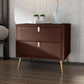 19'' Tall Glam Bedside Cabinet 2-Drawer Solid Wood Faux Leather Legs Included Nightstand Coffee Clearhalo 'Bedroom Furniture' 'furn' 'furn_night_stand' 'Furniture' 'night_stand' 'Nightstands' 5126504