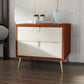 19'' Tall Glam Bedside Cabinet 2-Drawer Solid Wood Faux Leather Legs Included Nightstand White-Yellow Clearhalo 'Bedroom Furniture' 'furn' 'furn_night_stand' 'Furniture' 'night_stand' 'Nightstands' 5126505