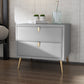 19'' Tall Glam Bedside Cabinet 2-Drawer Solid Wood Faux Leather Legs Included Nightstand Light Gray Clearhalo 'Bedroom Furniture' 'furn' 'furn_night_stand' 'Furniture' 'night_stand' 'Nightstands' 5126511