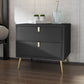19'' Tall Glam Bedside Cabinet 2-Drawer Solid Wood Faux Leather Legs Included Nightstand Dark Gray Clearhalo 'Bedroom Furniture' 'furn' 'furn_night_stand' 'Furniture' 'night_stand' 'Nightstands' 5126512