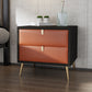 19'' Tall Glam Bedside Cabinet 2-Drawer Solid Wood Faux Leather Legs Included Nightstand Black-Orange Clearhalo 'Bedroom Furniture' 'furn' 'furn_night_stand' 'Furniture' 'night_stand' 'Nightstands' 5126513