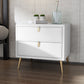 19'' Tall Glam Bedside Cabinet 2-Drawer Solid Wood Faux Leather Legs Included Nightstand White Clearhalo 'Bedroom Furniture' 'furn' 'furn_night_stand' 'Furniture' 'night_stand' 'Nightstands' 5126517