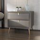 19'' Tall Glam Bedside Cabinet 2-Drawer Solid Wood Faux Leather Legs Included Nightstand Heather Gray Clearhalo 'Bedroom Furniture' 'furn' 'furn_night_stand' 'Furniture' 'night_stand' 'Nightstands' 5126519