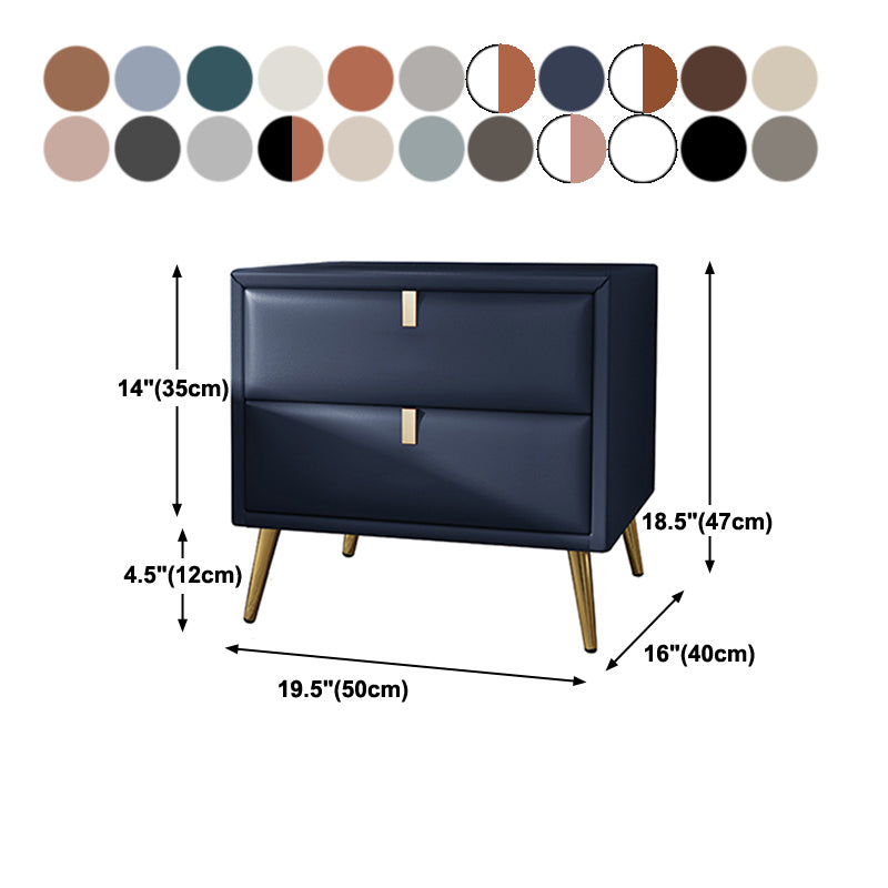 19'' Tall Glam Bedside Cabinet 2-Drawer Solid Wood Faux Leather Legs Included Nightstand Clearhalo 'Bedroom Furniture' 'furn' 'furn_night_stand' 'Furniture' 'night_stand' 'Nightstands' 5126523
