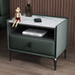 1-Drawer Storage 20'' Tall Nightstand Open Storage Stone Top Solid Wood Night Table Blackish Green Clearhalo 'Bedroom Furniture' 'furn' 'furn_night_stand' 'Furniture' 'night_stand' 'Nightstands' 5126530