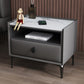 1-Drawer Storage 20'' Tall Nightstand Open Storage Stone Top Solid Wood Night Table Dark Gray Clearhalo 'Bedroom Furniture' 'furn' 'furn_night_stand' 'Furniture' 'night_stand' 'Nightstands' 5126538