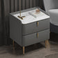 Modern Solid Wood Bed Nightstand Stone Top Drawer Storage Night Table with Legs