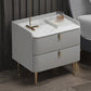 Modern Solid Wood Bed Nightstand Stone Top Drawer Storage Night Table with Legs