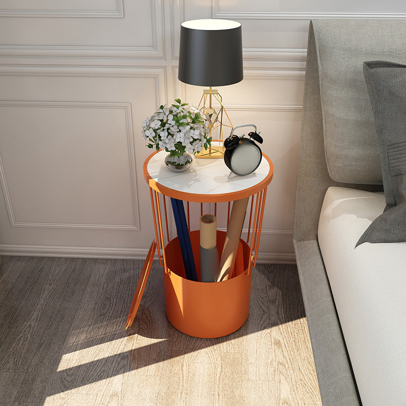 オープンストレージナイトテーブルモダンメタルストーントップ22「背の高いベッドナイトスタンド