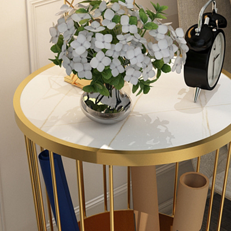 オープンストレージナイトテーブルモダンメタルストーントップ22「背の高いベッドナイトスタンド