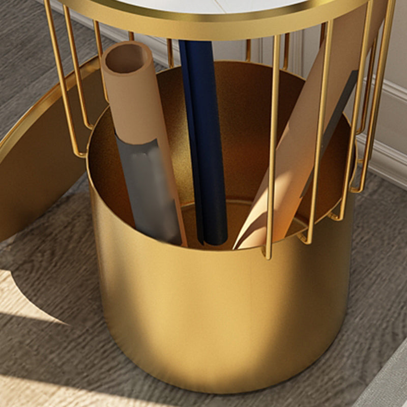 オープンストレージナイトテーブルモダンメタルストーントップ22「背の高いベッドナイトスタンド