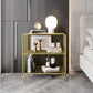 Metal Glam Accent Table Nightstand Open Storage Shelf Included Bed Nightstand with Legs