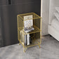 Metal Glam Accent Table Nightstand Open Storage Shelf Included Bed Nightstand with Legs