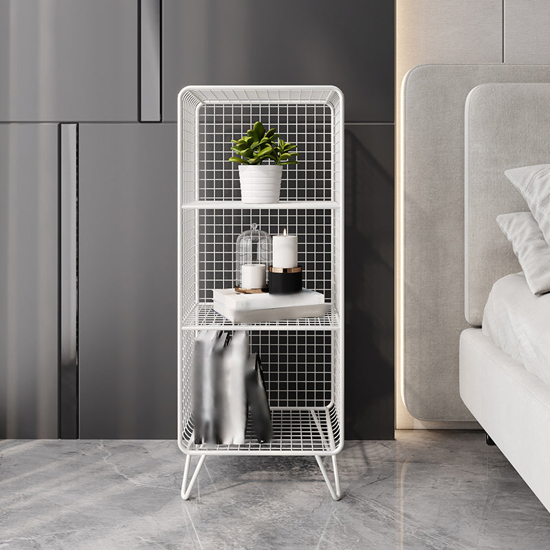 Metal Glam Accent Table Nightstand Open Storage Shelf Included Bed Nightstand with Legs