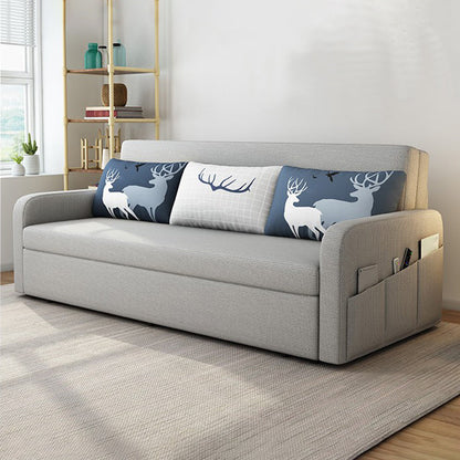 Linen Contemporary Square Arm Sofa Bed Foldable Convertible Sofa for Living Room Storage Not Included Clearhalo 'furn' 'furn_sofas' 'Furniture' 'Living Room Furniture' 'Sofa' 'sofas' 5126843
