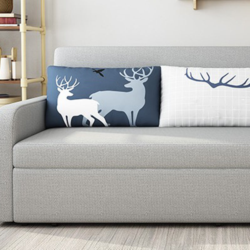 Linen Contemporary Square Arm Sofa Bed Foldable Convertible Sofa for Living Room Clearhalo 'furn' 'furn_sofas' 'Furniture' 'Living Room Furniture' 'Sofa' 'sofas' 5126844