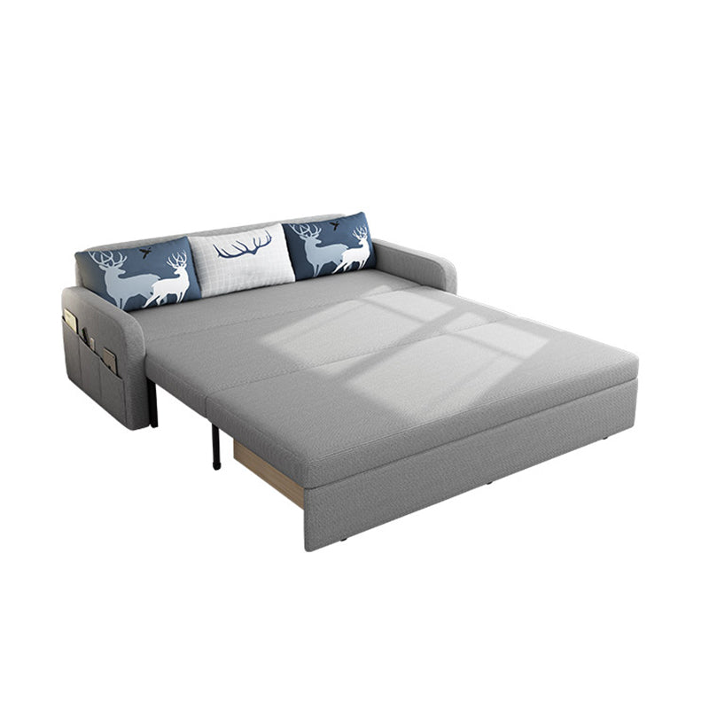 Linen Contemporary Square Arm Sofa Bed Foldable Convertible Sofa for Living Room Clearhalo 'furn' 'furn_sofas' 'Furniture' 'Living Room Furniture' 'Sofa' 'sofas' 5126848