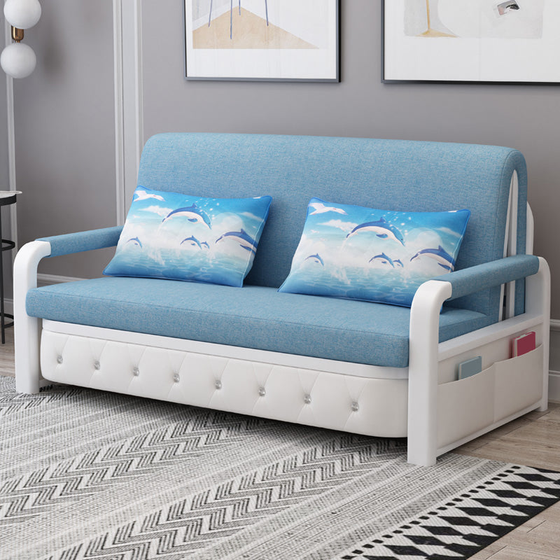 Linen Contemporary Square Arm Sofa Bed Foldable Sofa for Living Room 47"L x 35"W x 33.5"H Clearhalo 'furn' 'furn_sofas' 'Furniture' 'Living Room Furniture' 'Sofa' 'sofas' 5126865