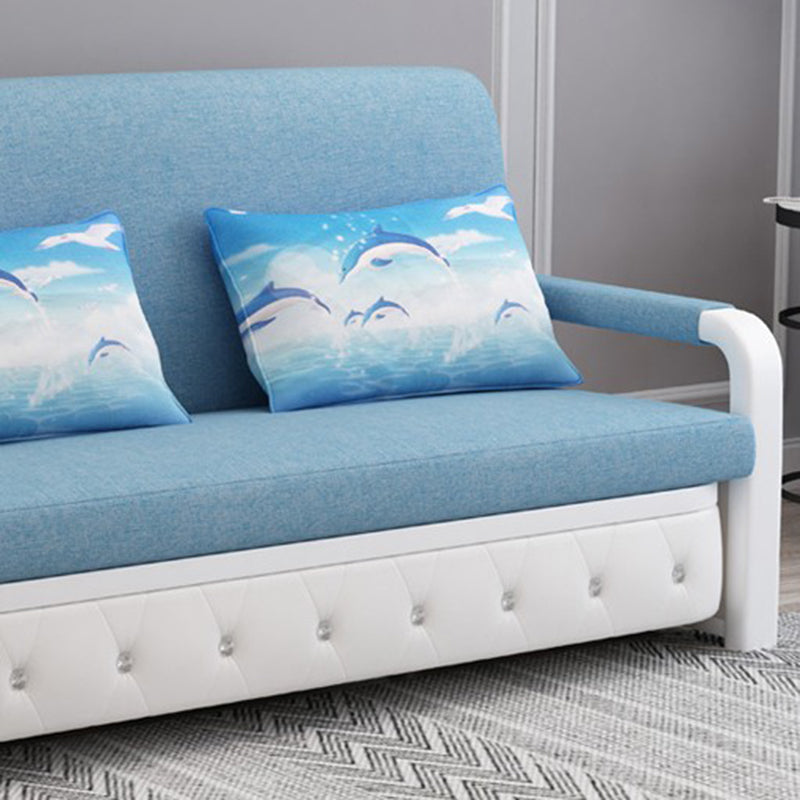 Linen Contemporary Square Arm Sofa Bed Foldable Sofa for Living Room Clearhalo 'furn' 'furn_sofas' 'Furniture' 'Living Room Furniture' 'Sofa' 'sofas' 5126868