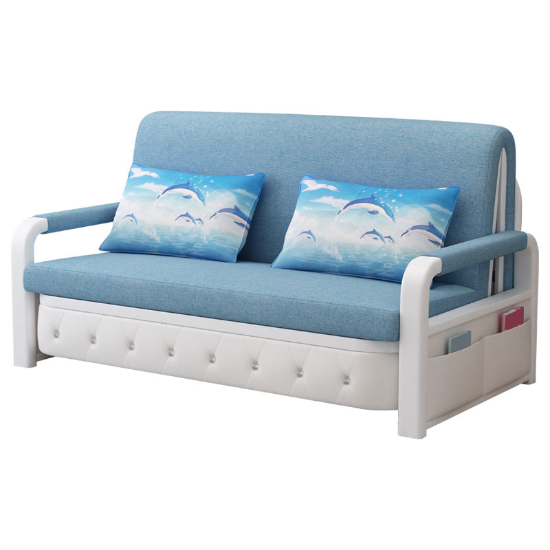 Linen Contemporary Square Arm Sofa Bed Foldable Sofa for Living Room Clearhalo 'furn' 'furn_sofas' 'Furniture' 'Living Room Furniture' 'Sofa' 'sofas' 5126870