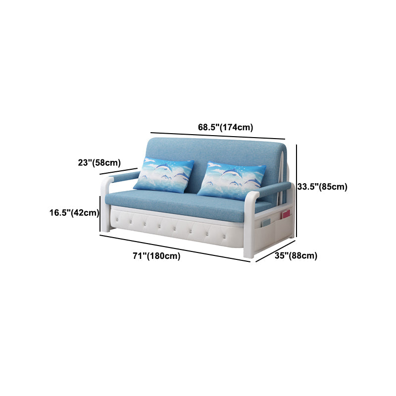 Linen Contemporary Square Arm Sofa Bed Foldable Sofa for Living Room Clearhalo 'furn' 'furn_sofas' 'Furniture' 'Living Room Furniture' 'Sofa' 'sofas' 5126877