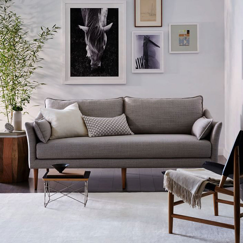 Linen Modern Sloped Arm Sofa Wooden Standard Sofa for Living Room, Apartment 67"L x 33.5"W x 27"H Light Gray Clearhalo 'furn' 'furn_sofas' 'Furniture' 'Living Room Furniture' 'Sofa' 'sofas' 5126978