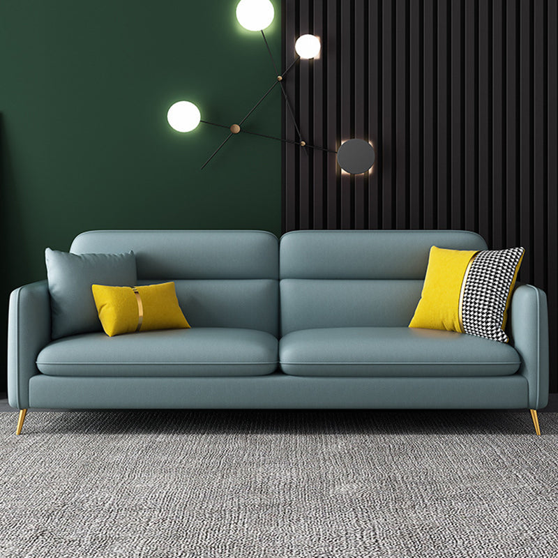 Faux leer moderne vierkante arm bank standaard bank met genaaid kussen terug