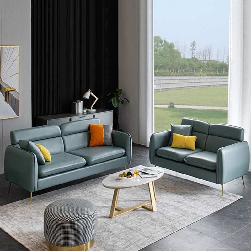 Sofá de brazo cuadrado moderno de cuero de cuero sintético con almohada cosida con almohada cosida