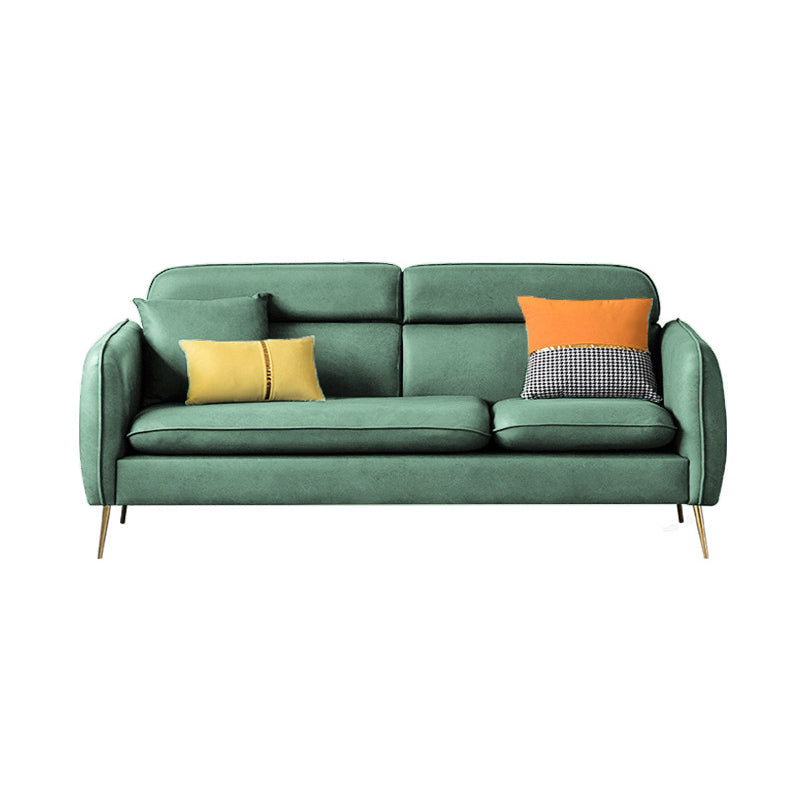 Sofá de brazo cuadrado moderno de cuero de cuero sintético con almohada cosida con almohada cosida