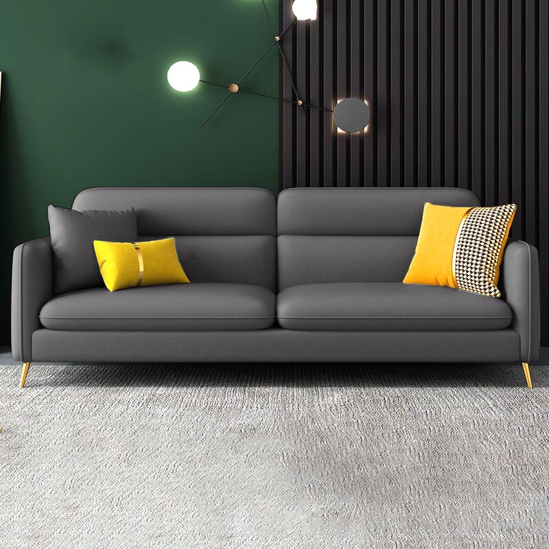 Sofá de brazo cuadrado moderno de cuero de cuero sintético con almohada cosida con almohada cosida