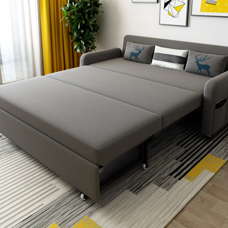 Contemporary Linen Square Arm Sofa Bed Washable Standard Sofa for Living Room