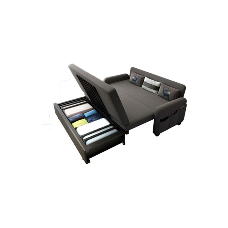 Contemporary Linen Square Arm Sofa Bed Washable Standard Sofa for Living Room