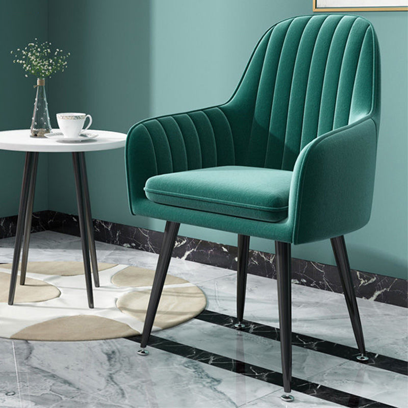 20.08"L x 20.08"W x 31.89"H Modern Sewn Pillow Back Flared Arms Parsons Chair Dark Green Black Clearhalo 'Accent Chairs' 'accent_chairs' 'Chairs & Seating' 'furn' 'furn_accent_chairs' 'Furniture' 'Living Room Furniture' 5127145