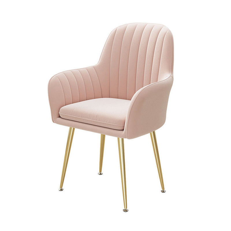 20.08"L x 20.08"W x 31.89"H Modern Sewn Pillow Back Flared Arms Parsons Chair Pink Brass Gold Clearhalo 'Accent Chairs' 'accent_chairs' 'Chairs & Seating' 'furn' 'furn_accent_chairs' 'Furniture' 'Living Room Furniture' 5127146