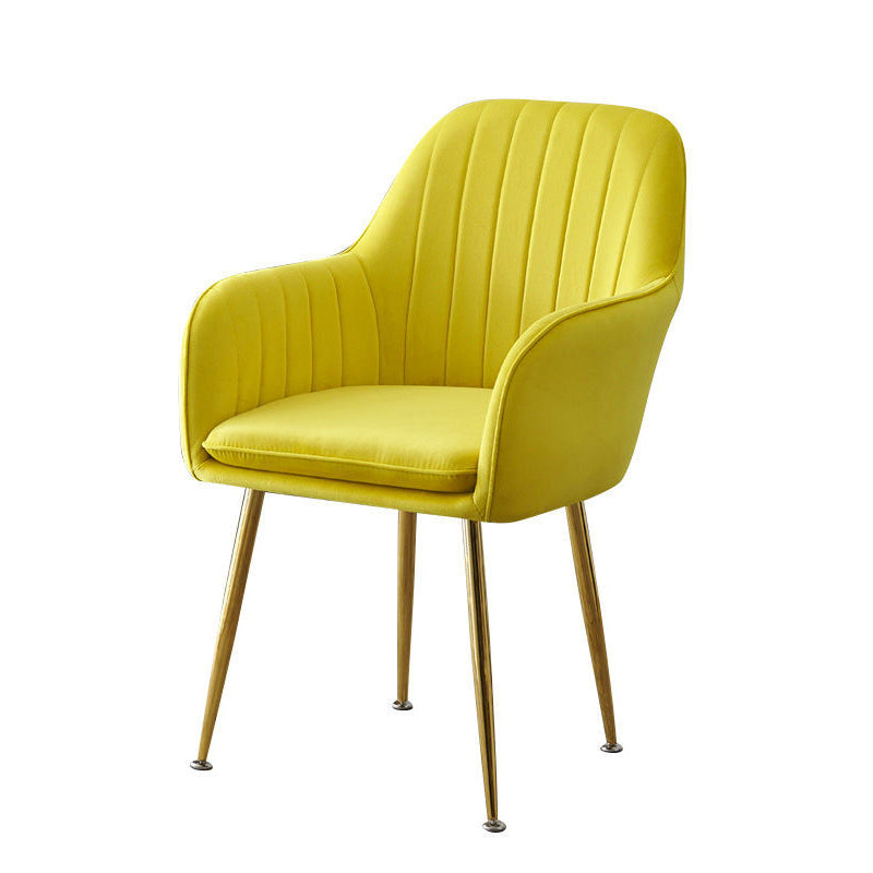 20.08"L x 20.08"W x 31.89"H Modern Sewn Pillow Back Flared Arms Parsons Chair Yellow Brass Gold Clearhalo 'Accent Chairs' 'accent_chairs' 'Chairs & Seating' 'furn' 'furn_accent_chairs' 'Furniture' 'Living Room Furniture' 5127153