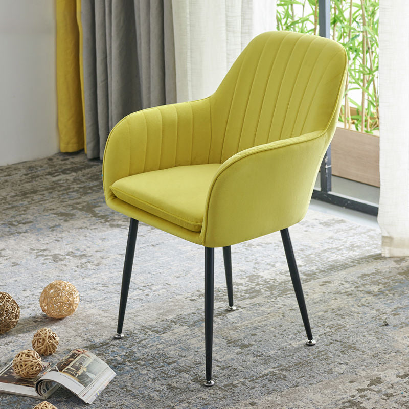 20.08"L x 20.08"W x 31.89"H Modern Sewn Pillow Back Flared Arms Parsons Chair Yellow Black Clearhalo 'Accent Chairs' 'accent_chairs' 'Chairs & Seating' 'furn' 'furn_accent_chairs' 'Furniture' 'Living Room Furniture' 5127155