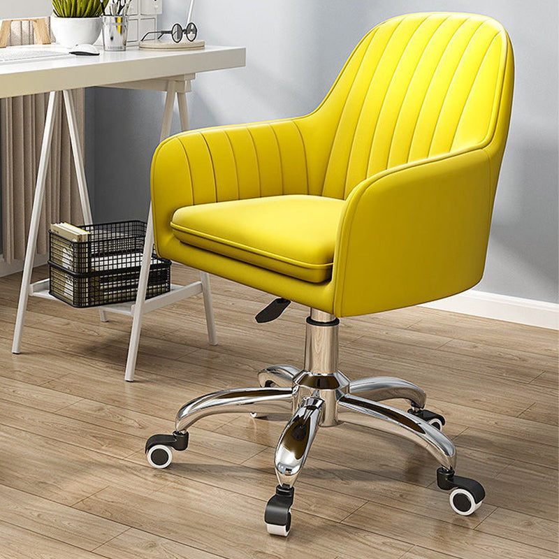 20.08"L x 20.08"W x 31.89"H Modern Sewn Pillow Back Flared Arms Parsons Chair Yellow Silver Clearhalo 'Accent Chairs' 'accent_chairs' 'Chairs & Seating' 'furn' 'furn_accent_chairs' 'Furniture' 'Living Room Furniture' 5127166