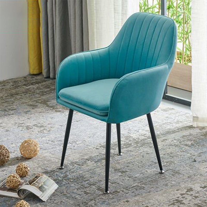 20.08"L x 20.08"W x 31.89"H Modern Sewn Pillow Back Flared Arms Parsons Chair Lake Blue Black Clearhalo 'Accent Chairs' 'accent_chairs' 'Chairs & Seating' 'furn' 'furn_accent_chairs' 'Furniture' 'Living Room Furniture' 5127167