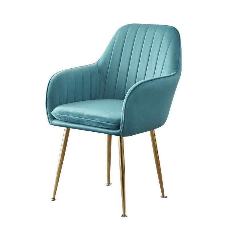 20.08"L x 20.08"W x 31.89"H Modern Sewn Pillow Back Flared Arms Parsons Chair Lake Blue Brass Gold Clearhalo 'Accent Chairs' 'accent_chairs' 'Chairs & Seating' 'furn' 'furn_accent_chairs' 'Furniture' 'Living Room Furniture' 5127168