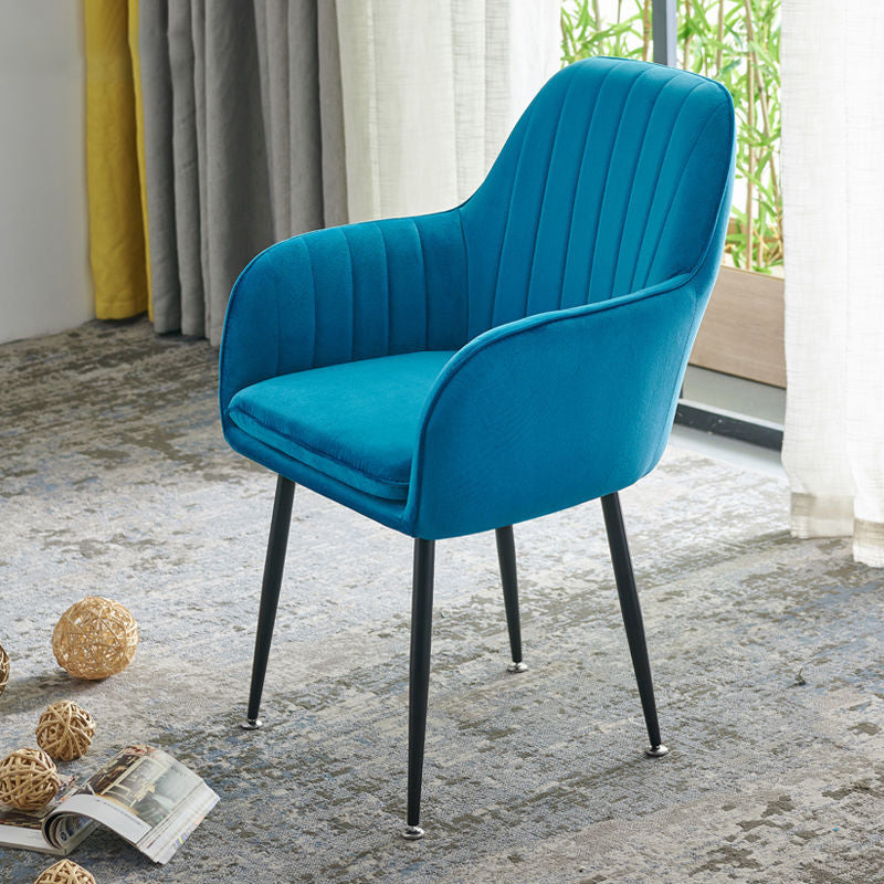 20.08"L x 20.08"W x 31.89"H Modern Sewn Pillow Back Flared Arms Parsons Chair Dark Blue Black Clearhalo 'Accent Chairs' 'accent_chairs' 'Chairs & Seating' 'furn' 'furn_accent_chairs' 'Furniture' 'Living Room Furniture' 5127169