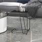 Modern Rectangular Side Table 19.7" x 11.8" x 22.8" Metal/Stone End Table with Casters