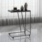 Modern Rectangular Side Table 19.7" x 11.8" x 22.8" Metal/Stone End Table with Casters